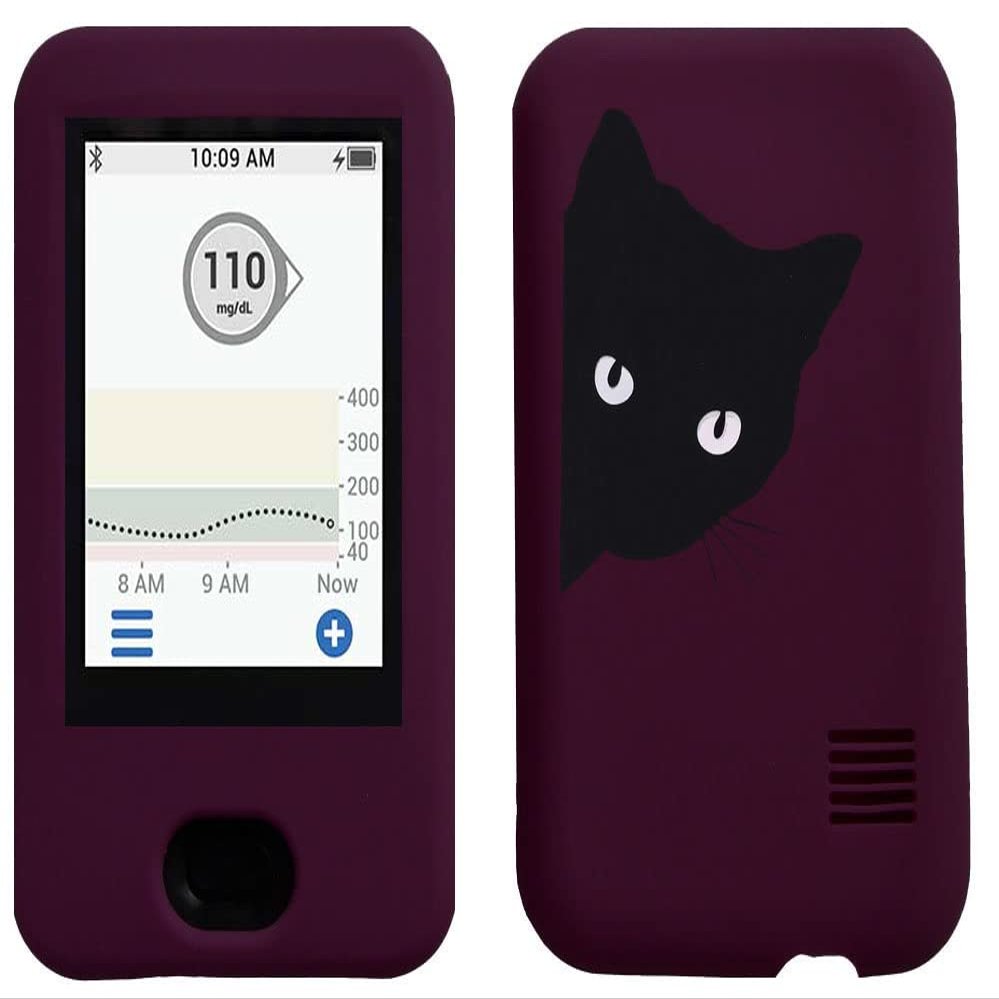 Dexcom G6 Receiver CGM Silicone Case Cute Pet (Purple/CATBLACK)