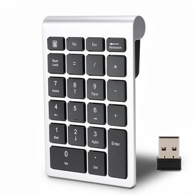 Zunate RF304 22 Keys Numeric Keypad, USB Plug and Play Mini Keyboard with Receiver, Ergonomic Numeric Keypad for Android/Windows/OS(Silver Black)
