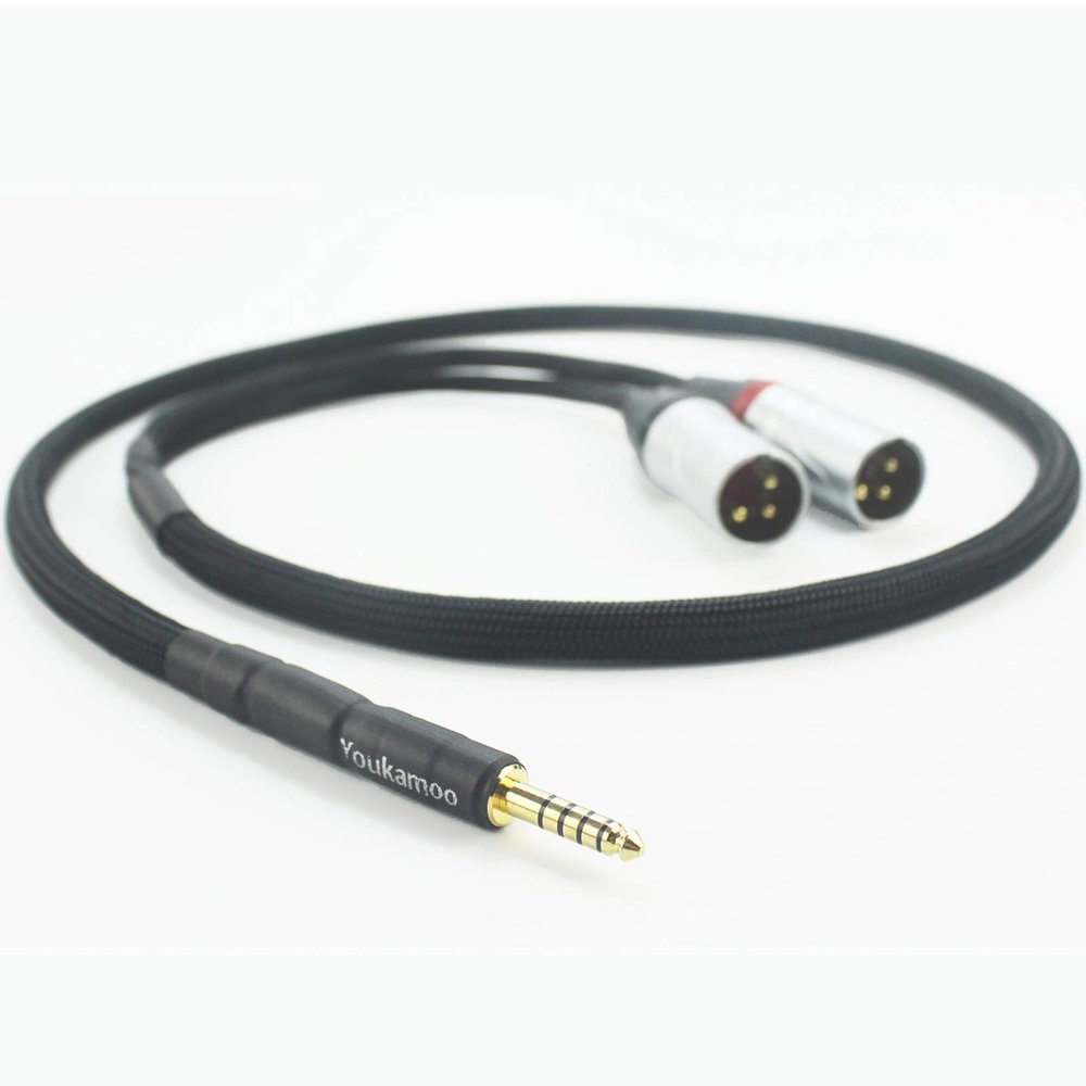 Youkamoo 4.4mm to Dual XLR Male Balanced Audio Cable, 1.5m/5ft Silver Plated with Shielded, 4.4mm to XLR