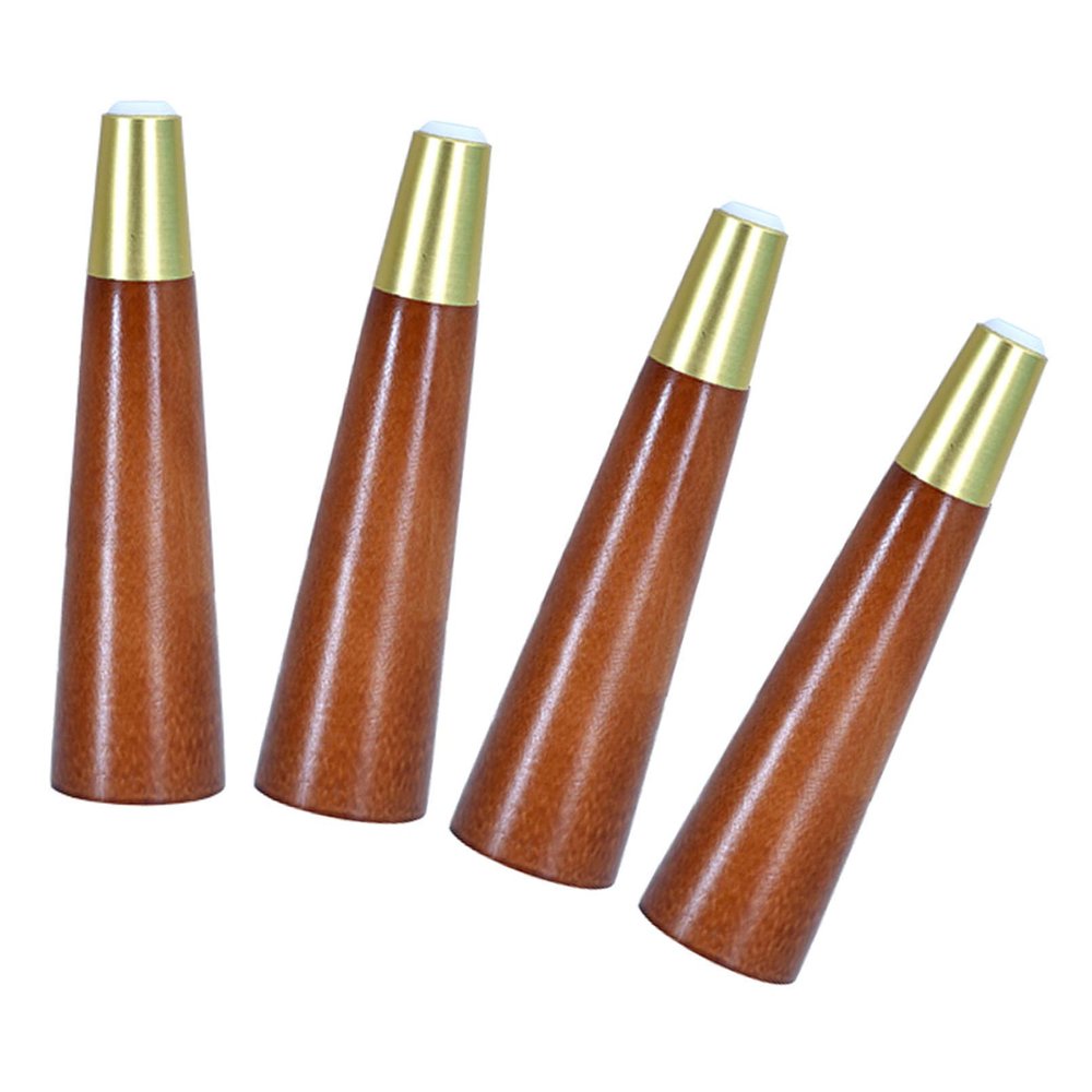 LUOFDCLDDD Furniture LegsPack of 4 Wood,Solid Wood DIY Sofa Legs,Tv Cabinet Legs with Gold Brass Base,Kitchen Feet,for Couch,Ottoman,Desk,Coffee Tables,Walnut,with Mounting Plate and Screws/Straight