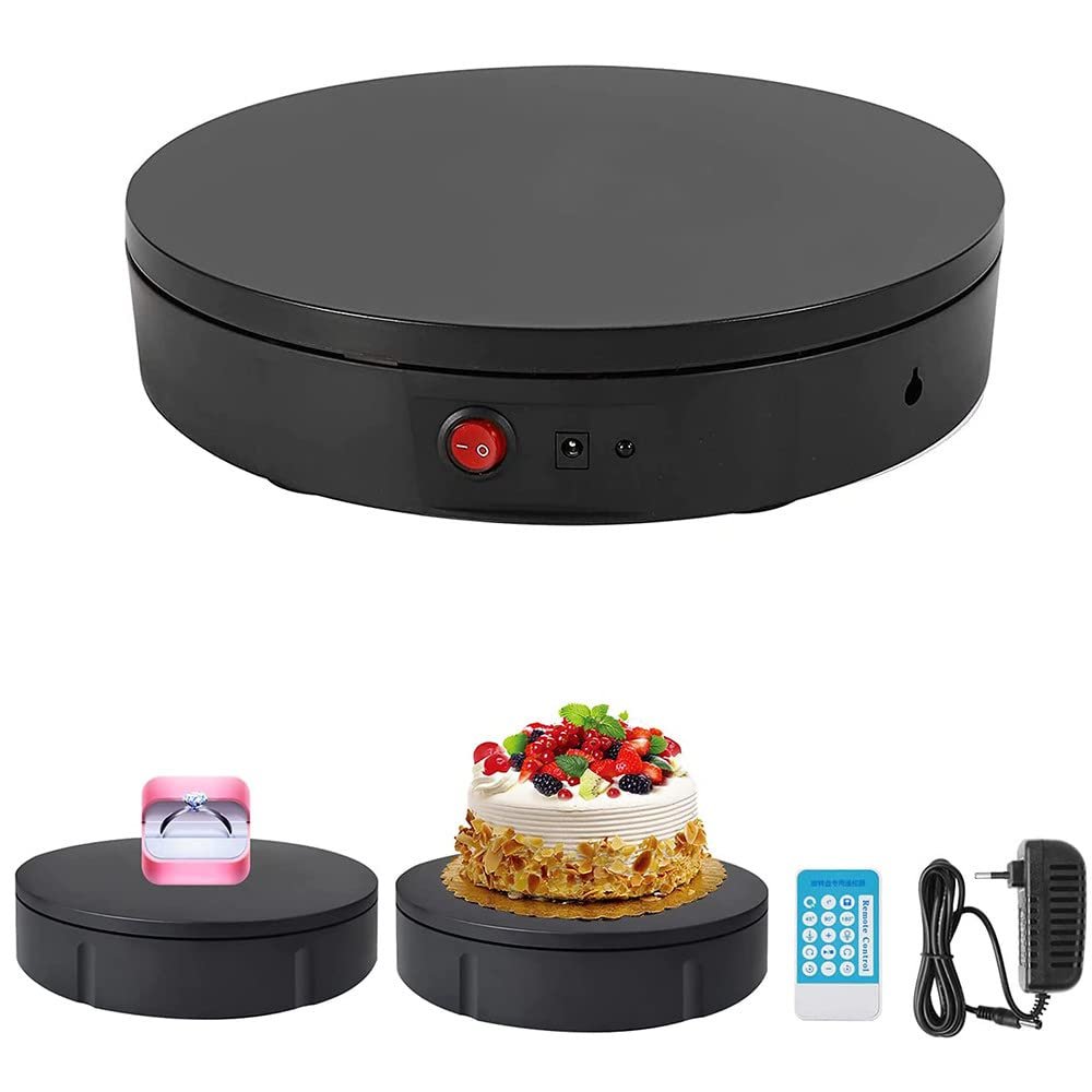 HKUKUUU 22cm Remote Control Electric Turntable 360 Degree Rotating Base Photography Equipment Product Display Stand,Black