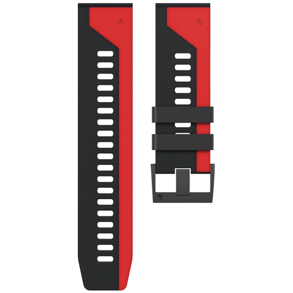 22 26mm Quickfit Smart Watch Band Strap For Garmin Fenix 7 7X 6 6X Pro 5X 5 Plus 3HR D2 935 945 EPIX Silicone Wristband Bracelet (Color : Black Red, Size : QuickFit 22mm)