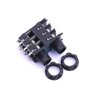 (1 Pcs) 6.35mm Headphone Holder Two-Channel Full Plastic Half-Tooth Double Layer Spacing 16.5mm (Three Pieces) Audio Connector Plug-in 6.35mm Headphone Holder PJ-625DK