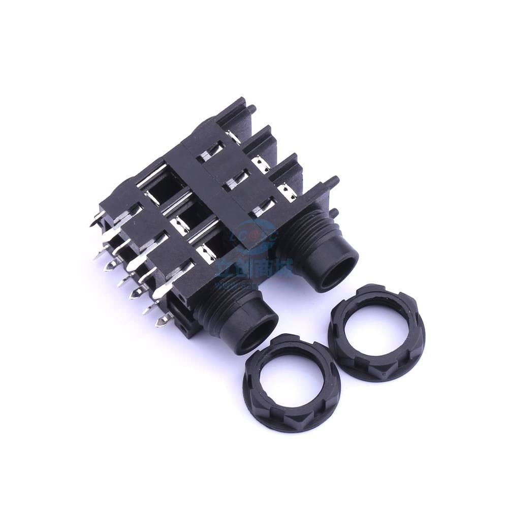 (1 Pcs) 6.35mm Headphone Holder Two-Channel Full Plastic Half-Tooth Double Layer Spacing 16.5mm (Three Pieces) Audio Connector Plug-in 6.35mm Headphone Holder PJ-625DK