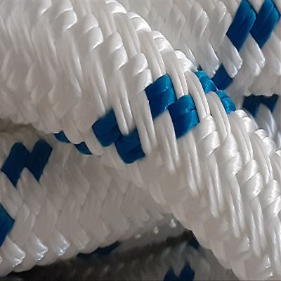1/2 x 100 ft. Double Braid-Yacht Braid Polyester Rope Hank. White/Blue