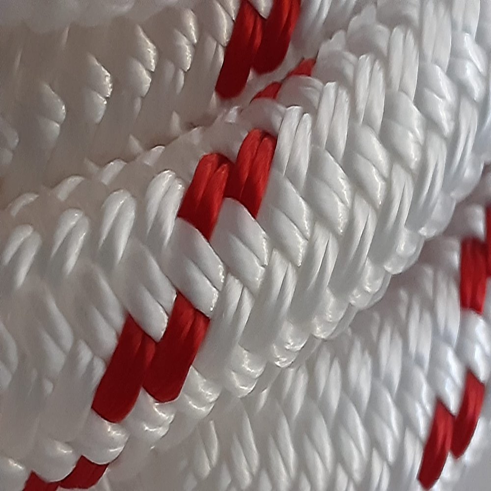 1/2 x 200 ft. Double Braid-Yacht Braid Polyester Rope Hank. White/Red