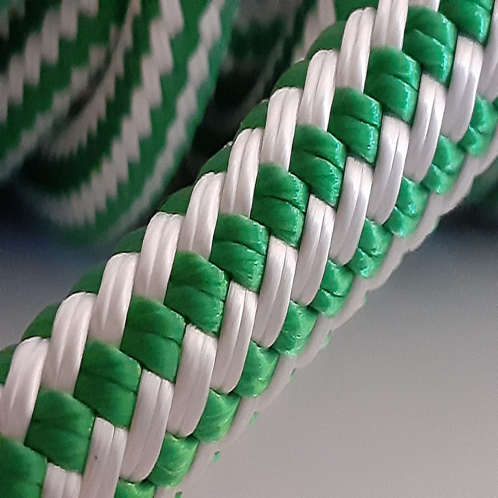 1/2 x 100 ft. Double Braid-Yacht Braid Polyester Rope Hank. Green/White
