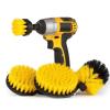 Nunafey Drill Brush, Cleaning Brush with 4pcs Various Sizes, Polypropylene Material, Yellow Black, for Bathroom, Tile, Shower, Bathtub, Grout view 2