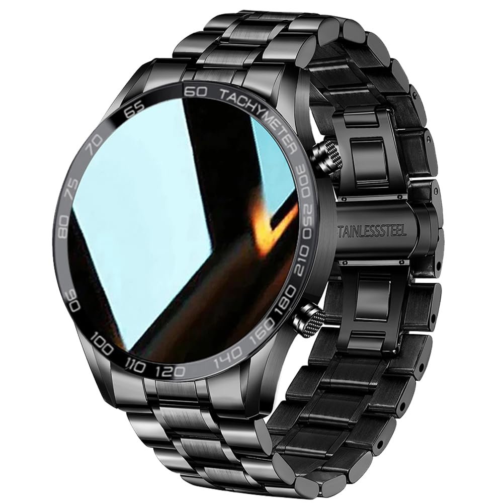 FILIEKEU Men Smart Watch for Android iOS, Bluetooth Calls Voice Chat with Heart Rate/Sleep Monitor Fitness Tracker, 1.3" Full Touch Screen IP67 Waterproof Stainless Steel Activity Tracker for Men