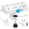 Desk Clamp Power Strip USB C 20W PD - Removable Surge Protector with 4 Outlet 4 USB Ports - Multi Outlet Plug Edge Mount Desktop Power Station Charging Hub - Home Office Desk Men Women Accessories view 1