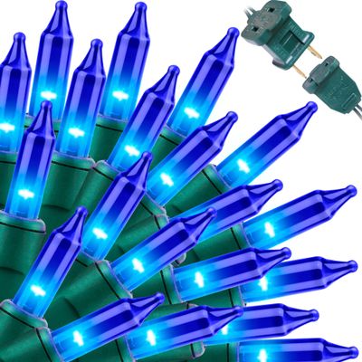 LAMPHOME Blue Christmas Lights,100Lights 19.6ft UL Certified Mini Bulb String Lights, Hanukkah Traditional Light for Outdoor Christmas Tree Garden Holiday Party Patio Wedding Garland Decor