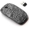 2.4G Wireless Mouse with Cute Pattern Design for All Laptops and Desktops with Nano Receiver - Black White view 1
