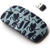 2.4G Wireless Mouse with Cute Pattern Design for All Laptops and Desktops with Nano Receiver - Black Swans view 1