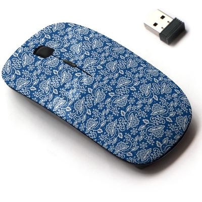 2.4G Wireless Mouse with Cute Pattern Design for All Laptops and Desktops with Nano Receiver - Blue lace Floral