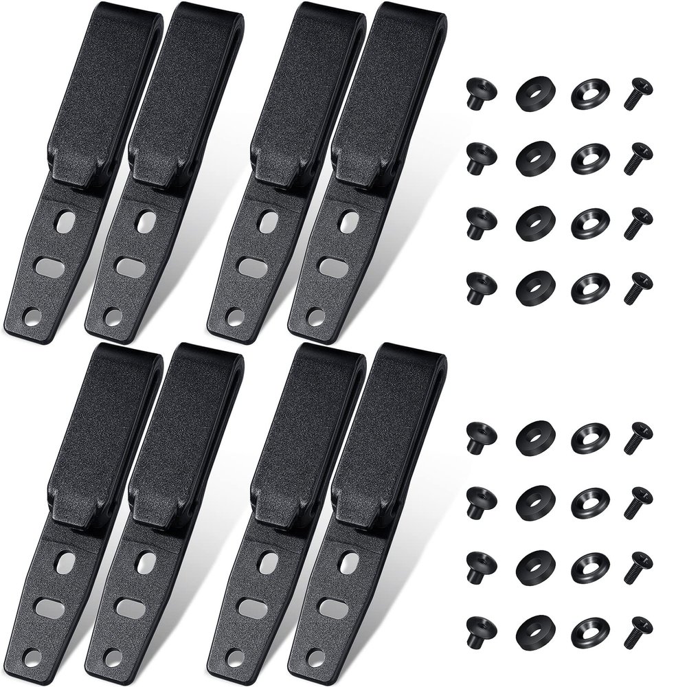 Lanties 8 Pcs Holster Belt Clips Knife Belt Clip Kydex Holster Hardware Adjustable Molle Adapter with Screws for Outdoor(Plastic,4.13 x 0.24 Inch)