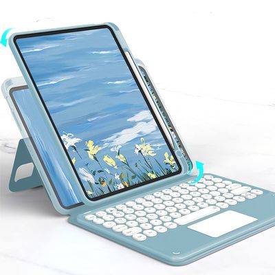 Vertical Magnetic iPad 9th 8th 7th Generation Air 3rd Gen Pro 10.5" Keyboard Case Touchpad Cute Color Keyboard Clear Back Cover Detachable BT Touch Keyboard (Black(Round Key))