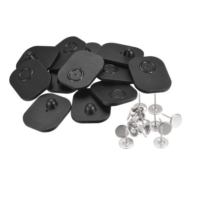 MECCANIXITY Anti-Theft Retail Security Hard Tags with Pins Radio Frequency for Clothing, Shoes and Hats, Back Square Pack of 50