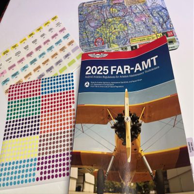 2025 Pre-tabbed Far Amt Book for Aviation Mechanics & Aviator Mouse Pad and Complimentary Gifts