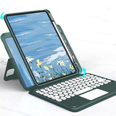 HENGHUI Magnetic Keyboard Case for iPad mini 7th Gen (A17 Pro 2024)/ mini 6th Gen 2021 Touchpad Color Keyboard Round Key Clear Case Support Portrait Mode (Dark Green)
