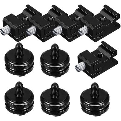 10pcs 1/4 Inch Cold Shoe Mount Adapter and Hot Shoe Flash Stand Adapter Kit for DSLR Camera Rig, Camera Flash Shoe Mounts for Light Tripod