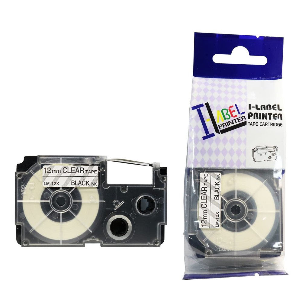 LM Tapes - Premium Compatible 12mm Black on Clear Label Tape for use in Casio KL820 / KL-820 EZ Label Printer