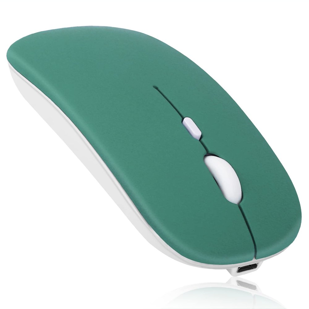 2.4GHz & Bluetooth Mouse, Rechargeable Wireless Mouse for Microsoft Surface Duo Bluetooth Wireless Mouse for Laptop/PC/Mac/iPad pro/Computer/Tablet/Android Jade Green