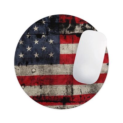 Design Skinz American Distressed Flag Panel Waterproof Rubber Foam Backed Anti-Slip Mouse Pad for Home Work Office or Gaming Computer Desk - Round