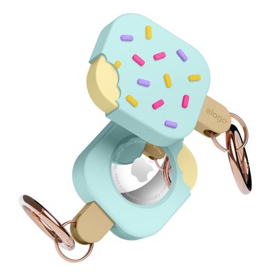 elago Ice Cream Case Compatible with Apple AirTag 2nd Gen (2026) & 1st Gen Keychain Case - Drop Protection, Carabiner Key Ring (Track Dogs, Keys, Backpacks, Purses) Tracking Device Not Included [Mint]