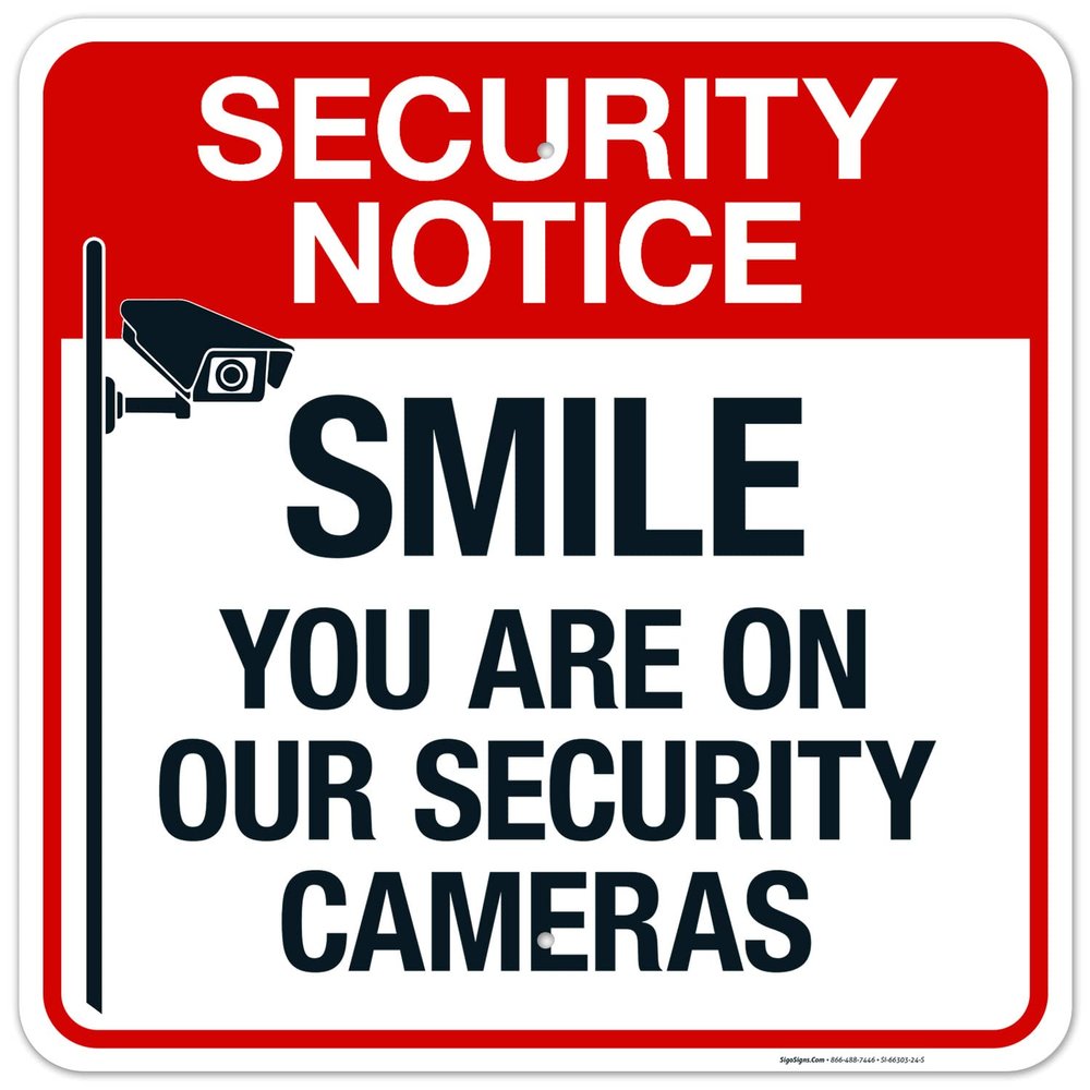 Smile You are On Our Security Cameras Sign, 24x24 Inches, Rust Free .063 Aluminum, Fade Resistant, Made in USA by Sigo Signs