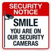 Smile You are On Our Security Cameras Sign, 24x24 Inches, Rust Free .063 Aluminum, Fade Resistant, Made in USA by Sigo Signs view 1
