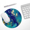 Design Skinz Gold Flaked Teal Oil Waterproof Rubber Foam Backed Anti-Slip Mouse Pad for Home Work Office or Gaming Computer Desk - Round view 3