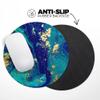 Design Skinz Gold Flaked Teal Oil Waterproof Rubber Foam Backed Anti-Slip Mouse Pad for Home Work Office or Gaming Computer Desk - Round view 4