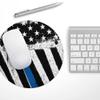 Design Skinz Grunge Patriotic American Flag with Thin Blue Line Waterproof Rubber Foam Backed Anti-Slip Mouse Pad for Home Work Office or Gaming Computer Desk - Round view 2