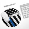 Design Skinz Grunge Patriotic American Flag with Thin Blue Line Waterproof Rubber Foam Backed Anti-Slip Mouse Pad for Home Work Office or Gaming Computer Desk - Round view 3