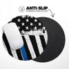 Design Skinz Grunge Patriotic American Flag with Thin Blue Line Waterproof Rubber Foam Backed Anti-Slip Mouse Pad for Home Work Office or Gaming Computer Desk - Round view 4