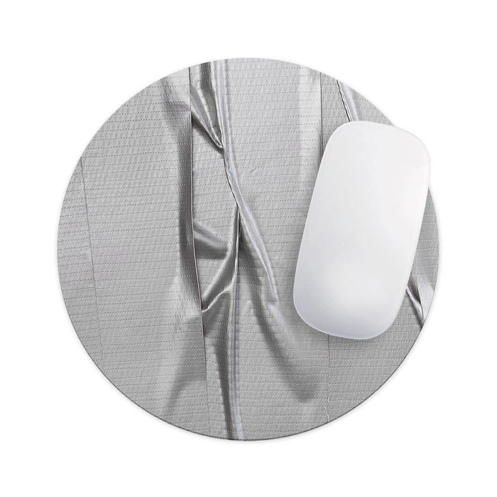 Design Skinz Silver Duct Tape Waterproof Rubber Foam Backed Anti-Slip Mouse Pad for Home Work Office or Gaming Computer Desk - Round