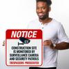 Construction Site is Monitored by Surveillance Camera and Security Patrols Sign, 18x18 Inches, 3M EGP Reflective .063 Aluminum, Fade Resistant, Made in USA view 2
