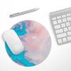 Design Skinz Marbleized Pink and Blue Paradise V322 Waterproof Rubber Foam Backed Anti-Slip Mouse Pad for Home Work Office or Gaming Computer Desk - Round view 3