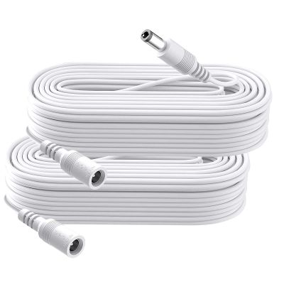 Security-01 5M 16FT DC Power Extension Cable 5.5mm x 2.1mm,for CCTV Camera IP WiFi Camera,DVR,LED Strip,DC Power Supply Adapter Extender Wire,White (Pack of 2)