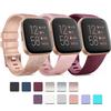 PACK 3 Soft Silicone Bands Compatible for Fitbit Versa 2 / Fitbit Versa/Fitbit Versa Lite Adjustable Sport Bands for Women Men Small Large (Wine Red+Rose Gold+Shining Rose, Large) view 1