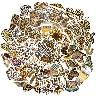 100 Pcs Leopard Print Stickers Pack Vinyl Waterproof Cheetah Print Stickers Aesthetic Leopard Decals for Women Laptop, Guitar, Water Bottles, Car, Party Favors, Bumper, Luggage, Phone
