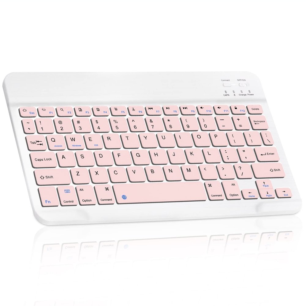 Ultra-Slim Bluetooth Rechargeable Keyboard for Samsung Galaxy M51 and All Bluetooth Enabled iPads, iPhones, Android Tablets, Smartphones, Windows pc - Stone Grey