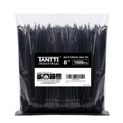 Zip Ties 8 inch Black Zip Ties 1000 Pack, Wire Ties with 50lb Tensile Strength, UV Resistant Cable Ties, Self-locking Plastic Ties for Indoor and Outdoor Use, by Tantti.