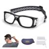 SooGree Sports Goggles Glasses -Basketball Soccer Football Sports Protective Eyewear Goggles Eye Safety Glasses Frame Removable PC Lens with Adjustable Glasses Strap (8021Matte black frame white pad)