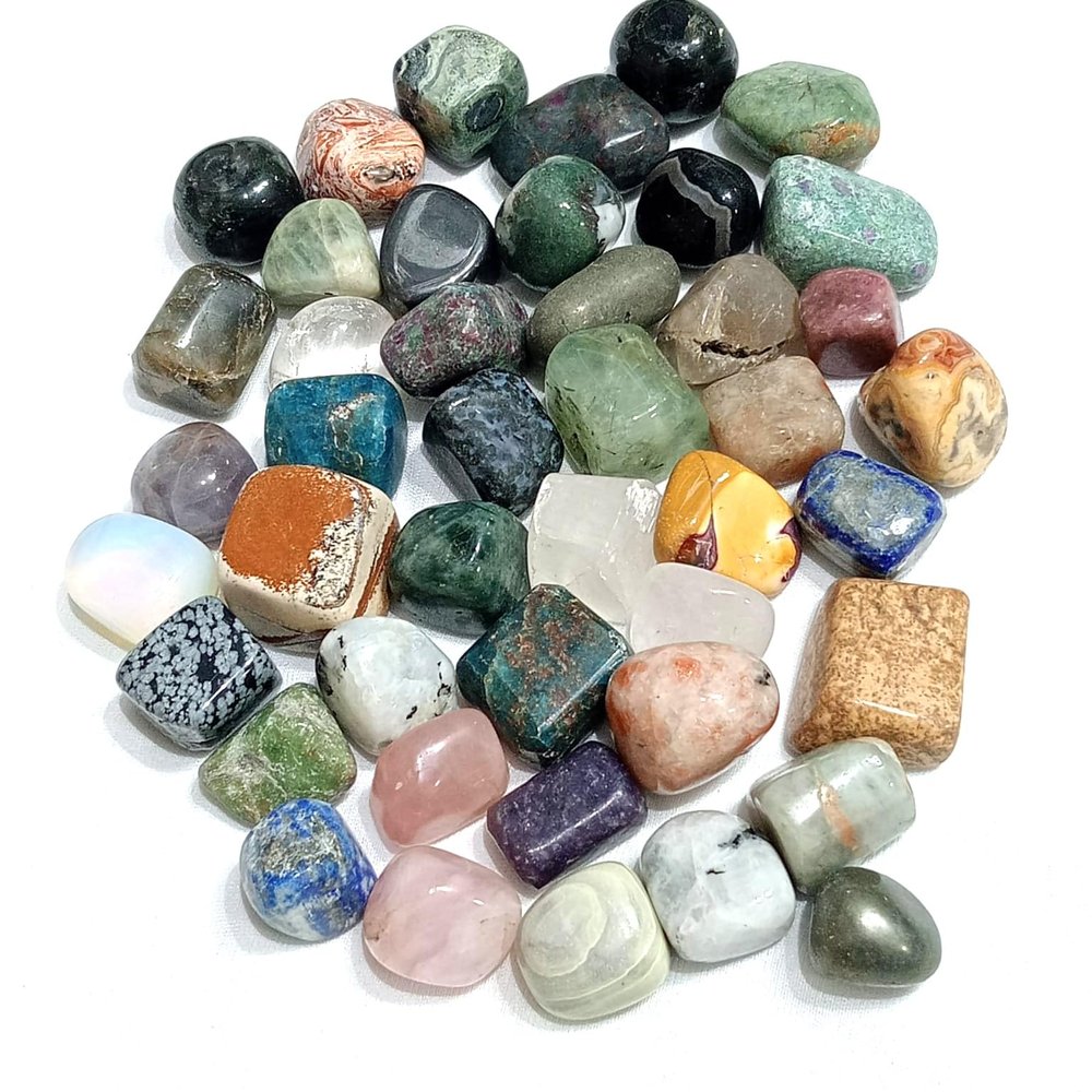 Jet Mix Tumbled Stone 1 Piece Each Assorted Attractive Genuine A Grade Approx. 0.75" to 1 Inch Image is Reference (Mix New Tumbled Set of 25)