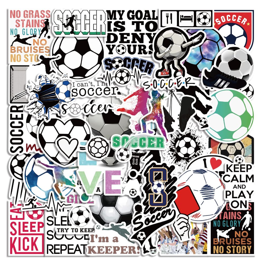100PCS Soccer Stickers, Waterproof Sports Stickers, Water Bottles Laptop Car Decal, Perfect Gifts for Girls and Teenagers