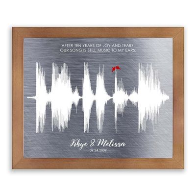 Lucky Tusk Sound Wave, 10 Year Anniversary, Personalized Metal Print, Wedding Song, Voice Print, Sound Byte Custom #1779,