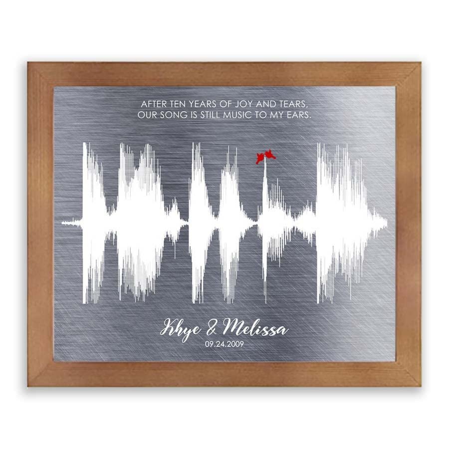 Lucky Tusk Sound Wave, 10 Year Anniversary, Personalized Metal Print, Wedding Song, Voice Print, Sound Byte Custom #1779,
