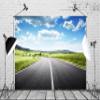 BELECO 5x3ft Fabric Country Road Backdrop Blue Sky White Clouds Green Nature Scenery Background Rural Countryside Road Trip Outdoor Travel Adventure Backdrop Portrait Photoshoot Studio Props view 2