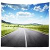 BELECO 5x3ft Fabric Country Road Backdrop Blue Sky White Clouds Green Nature Scenery Background Rural Countryside Road Trip Outdoor Travel Adventure Backdrop Portrait Photoshoot Studio Props view 3